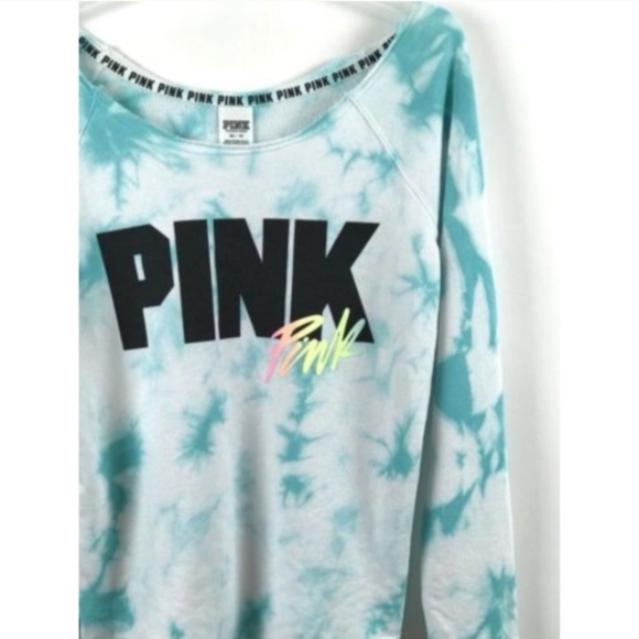 PINK Victoria's Secret Sweaters - PINK Victoria's Secret Blue Tie Dye Retro Sweater